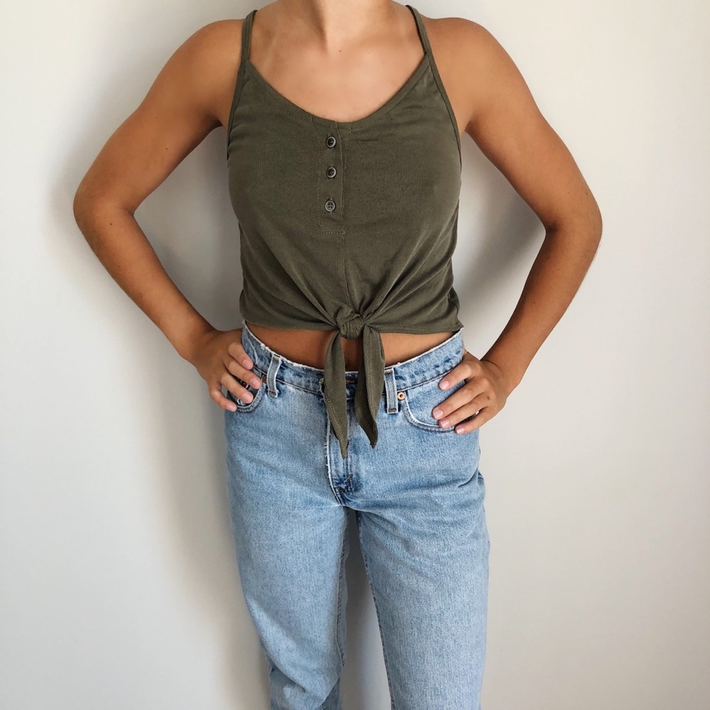Olive Green Knot Top